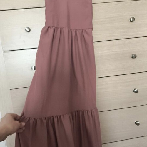 Summer dress like new, long airy apple red with elastic back and adjustable straps