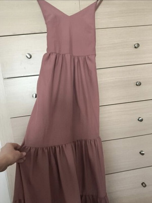 Summer dress like new, long airy apple red with elastic back and adjustable straps