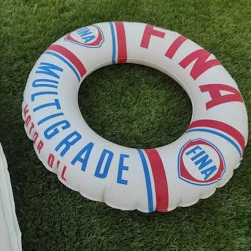 Inflatable mattress and lifebuoy FINA Motor Oil like new, 1960s