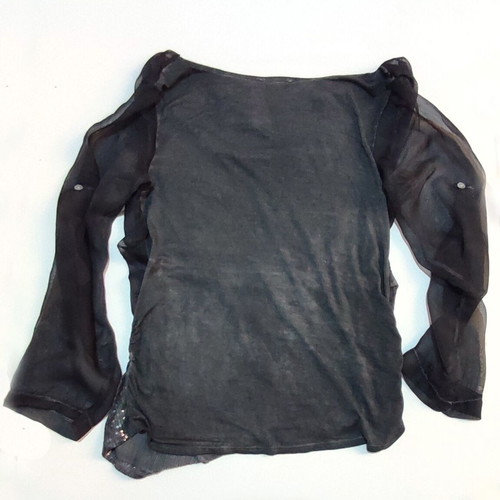 Silk-Viscose Top new, cloudy grey, XS/S with sequin detail