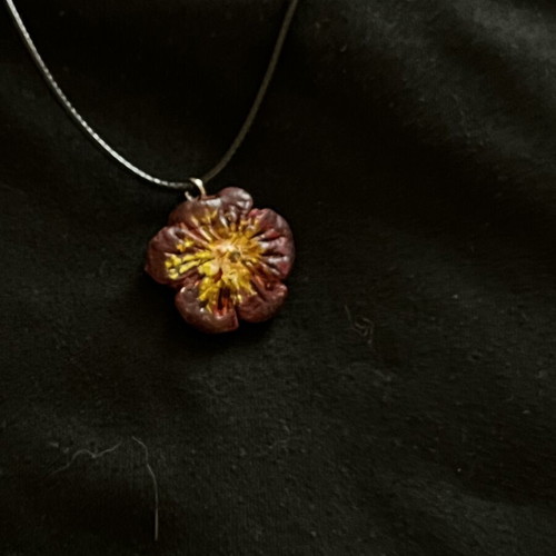 Handmade purple flower necklace