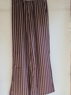 Striped Pants Brown White Casual with Elastic Waist and Pockets New