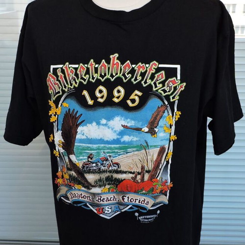 Vintage Motorcycle 1995 Biketoberfest Daytona Beach Black Tee T-Shirt Mens Size XL like new