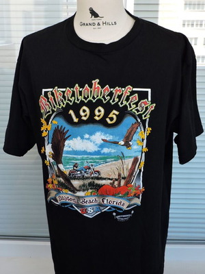 Vintage Motorcycle 1995 Biketoberfest Daytona Beach Black Tee T-Shirt Mens Size XL like new