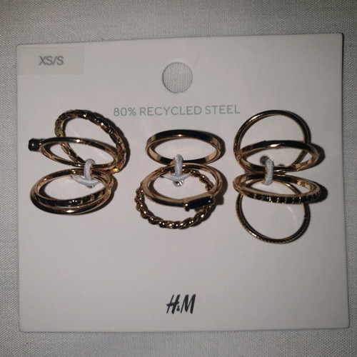 Set of 11 new gold rings from H&M, size XS/S, faux bijoux
