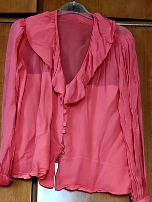 Women's silk shirt with ruffles coral color, like new, size M
