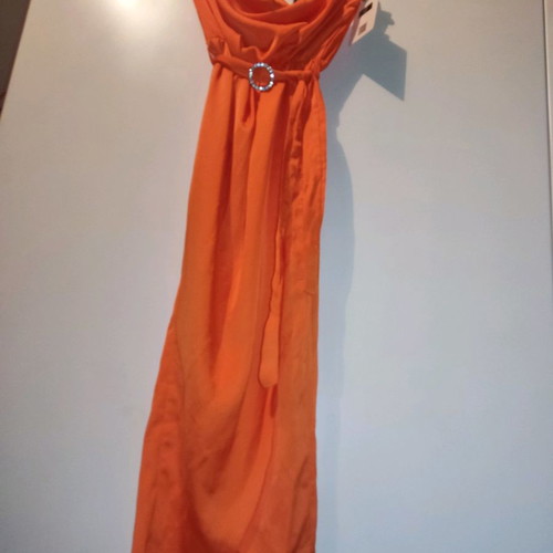 Women's dress new orange with belt and front slit