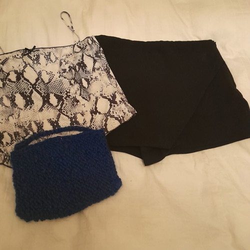 Skirt shorts with blouse and bag gift, like new, size M 38 10