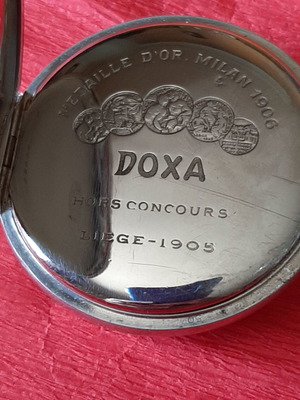 Doxa silver pocket watch used, 1906 commemorative edition