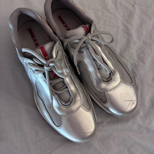 Prada Leather Sneakers Silver Men EU 44-45