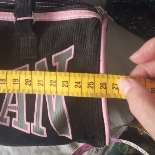 Morgan hand bag like new, corduroy black and pink