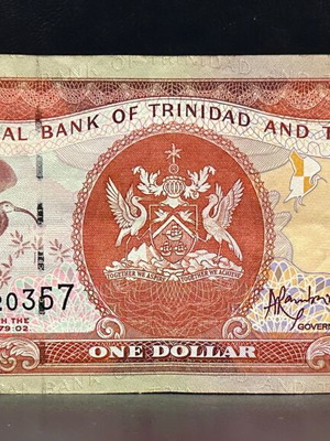 One dollar banknote from Trinidad and Tobago used 2006