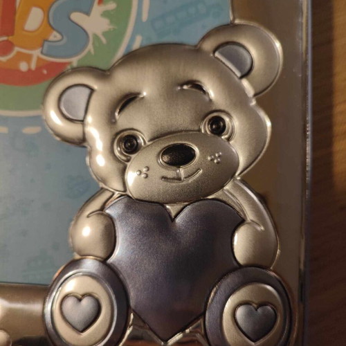 Children's silver photo frame new with blue details Slevori