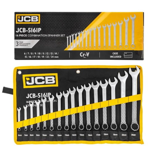 JCB Combination Spanner Set 16 Pieces 6-24 mm New