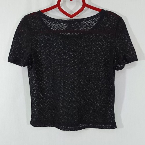 Sugar black lace short-sleeve blouse like new, size S