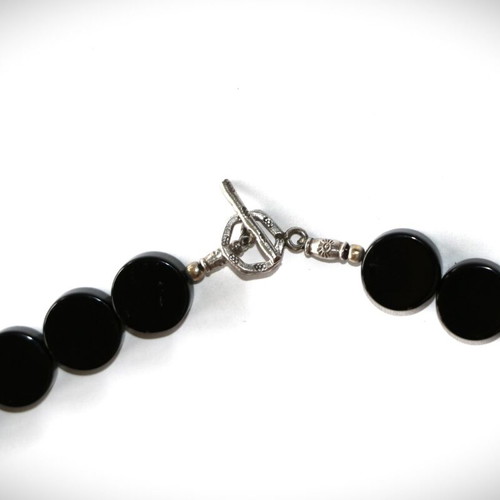 Necklace genuine onyx new, sterling silver 925 SST045