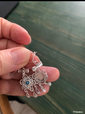 Silver Hanging Earrings New with Turquoise