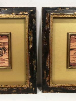 Decorative frame set like new with carved frame and gold leaf