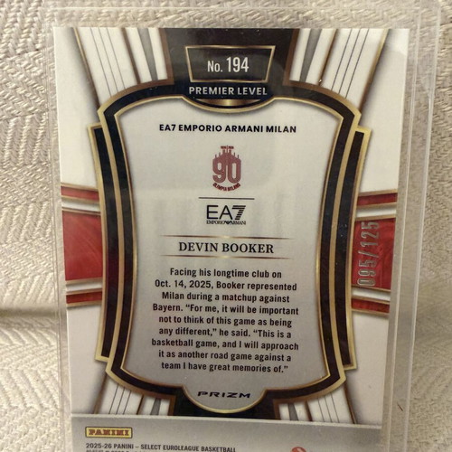 Panini Euroleague Select Devin Booker numbered card like new