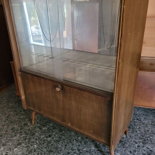 Vintage buffet used from 1950 with glass shelf and mirror