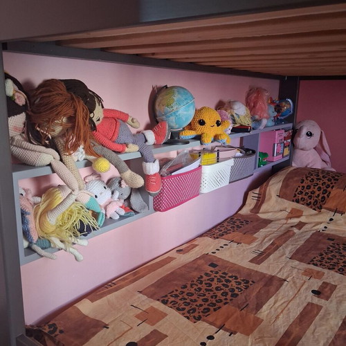 Dominique bunk bed by Mathy by Bols like new with 2 mattresses and guest drawer