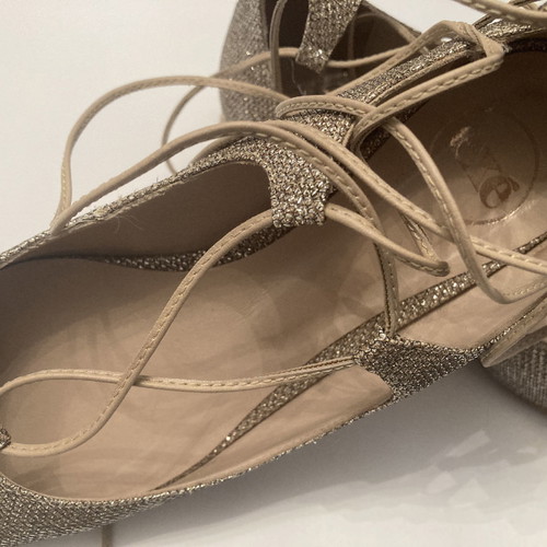 Exe gold lace-up ballerinas used, size 38