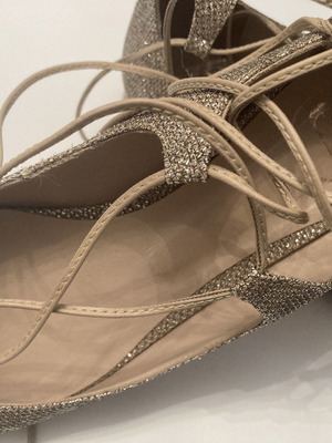 Exe gold lace-up ballerinas used, size 38