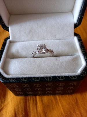 Sterling Silver 925 Platinum-Plated Solitaire Ring Galerie Tsangarakis