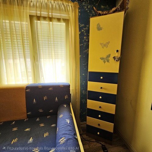 Complete children's bedroom furniture set used, blue and yellow tones