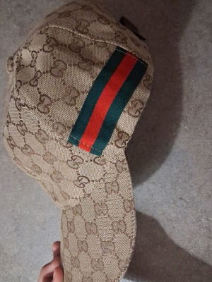 Gucci GG Monogram Canvas шапка като нова, бежова и кафява