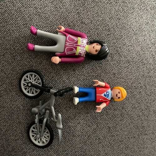 Playmobil mom and child with bicycle like new