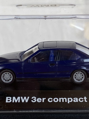 BMW E36 Compact Blue Plastic Toy Car Scale 1:87 Wiking New