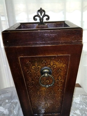 Antique 19th Century Wooden Cutlery or Candle Box with Fleur-de-lis, used