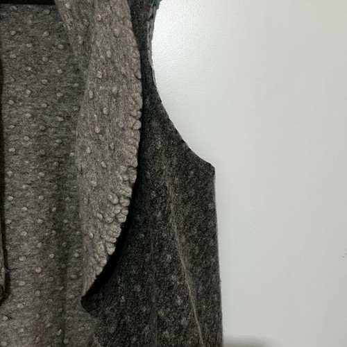 Grey embossed sleeveless cardigan waterfall style, like new, one size L-XXL