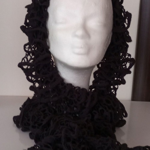 Long black scarf new with loop design