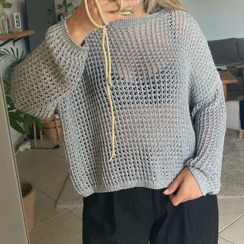 Vicolo crochet top like new, grey with silver thread, size L