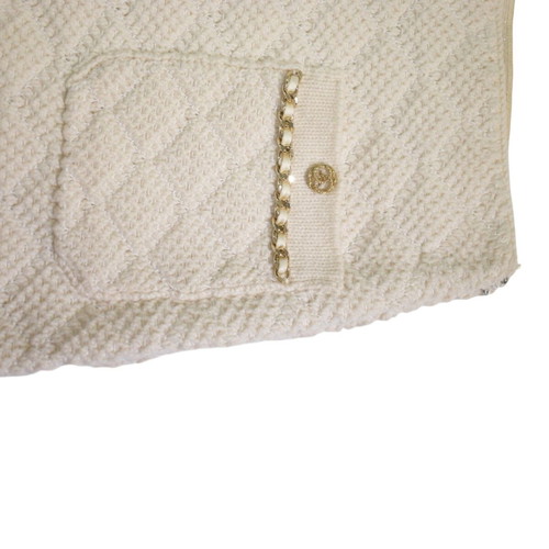 Chanel Cream Cashmere Knit Mini Skirt with Chain FR 34 XS