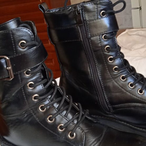 Ankle boots used, size 37, black, decorative laces