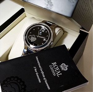Γυναικείο ρολόι αυθεντικό Royal London με στρας και ένδειξη ημερομηνίας