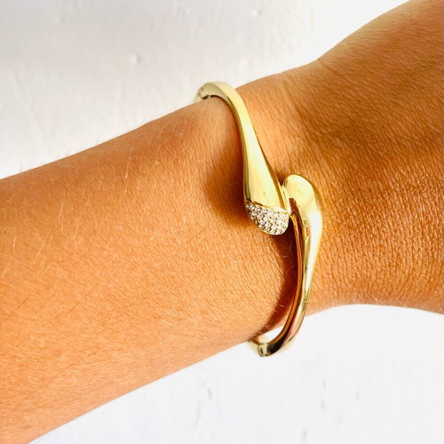 Skagen bracelet gold plated with subtle zirconia like new