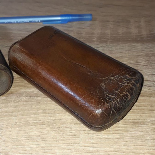Leather cigar case used, vintage