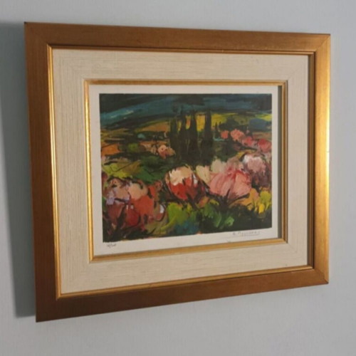 Silk Screen Print by Vasilis Prokopou framed 40x35 cm used with certificate