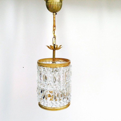 Brass ceiling light used with crystals