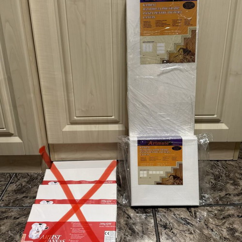 Jumbo canvas set like new, 2 pieces 20x20 cm and 3 pieces 20x60 cm