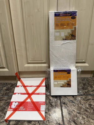 Jumbo canvas set like new, 2 pieces 20x20 cm and 3 pieces 20x60 cm