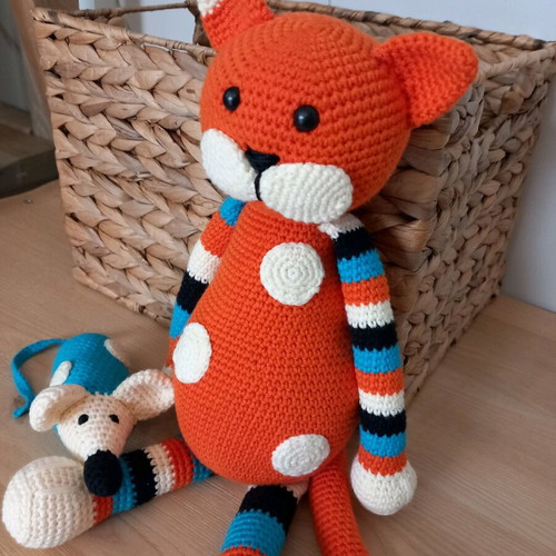 Knitted cat doll 45cm new, handmade and cuddly