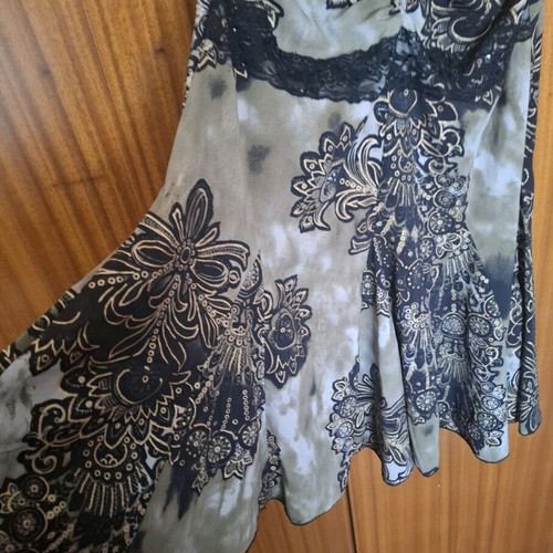 Morgan dress XS/S like new, olive with black and gold halter design