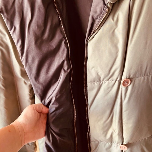 Versace double face down jacket like new, olive green and black, medium/large