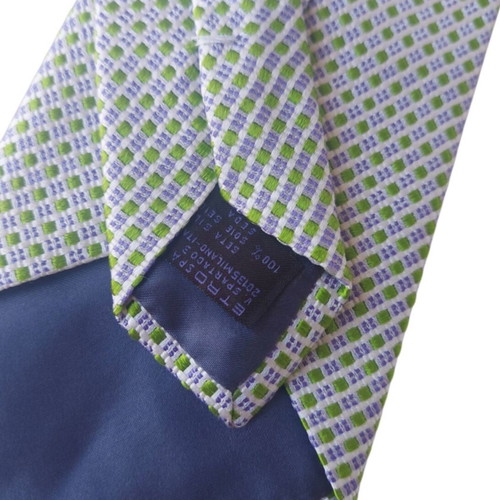 Etro silk tie new, green and purple