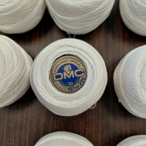 Fourteen white DMC CORDONET SPECIAL No20 & 30 balls new